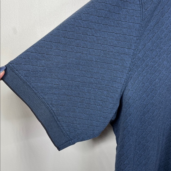 David Taylor Men's XXXLT Diamond Pattern Navy Blue Classic Polo Shirt - Picture 3 of 7